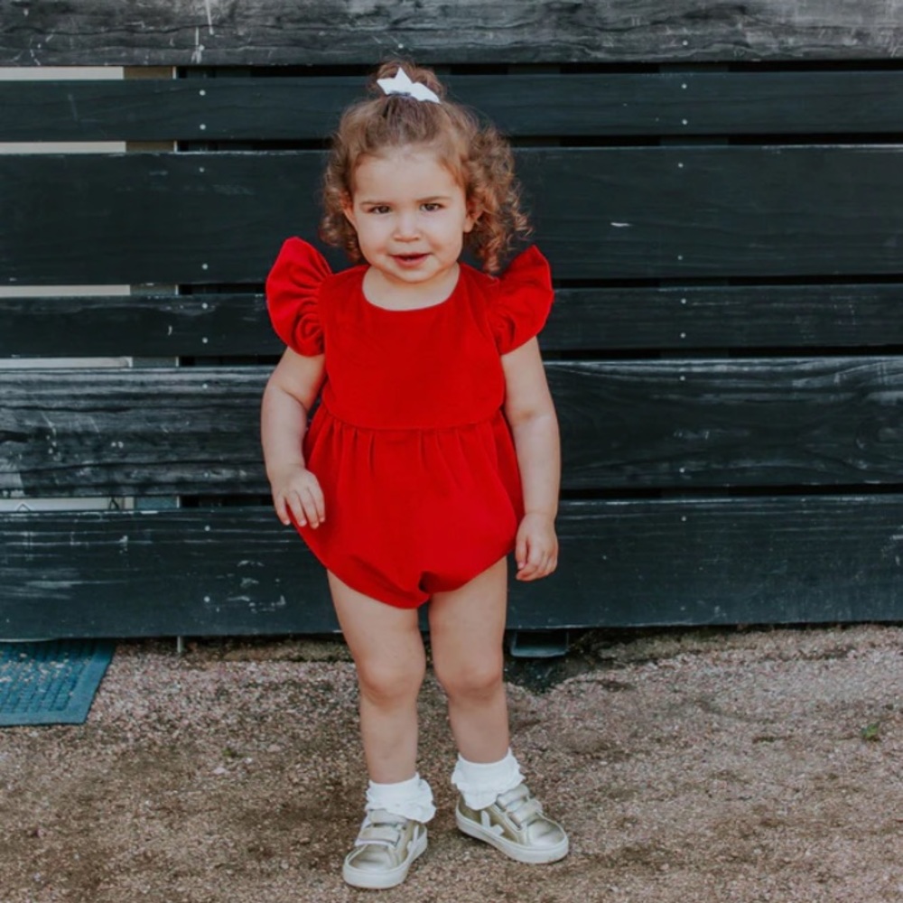 Infant 3-6 month velvet red bubble